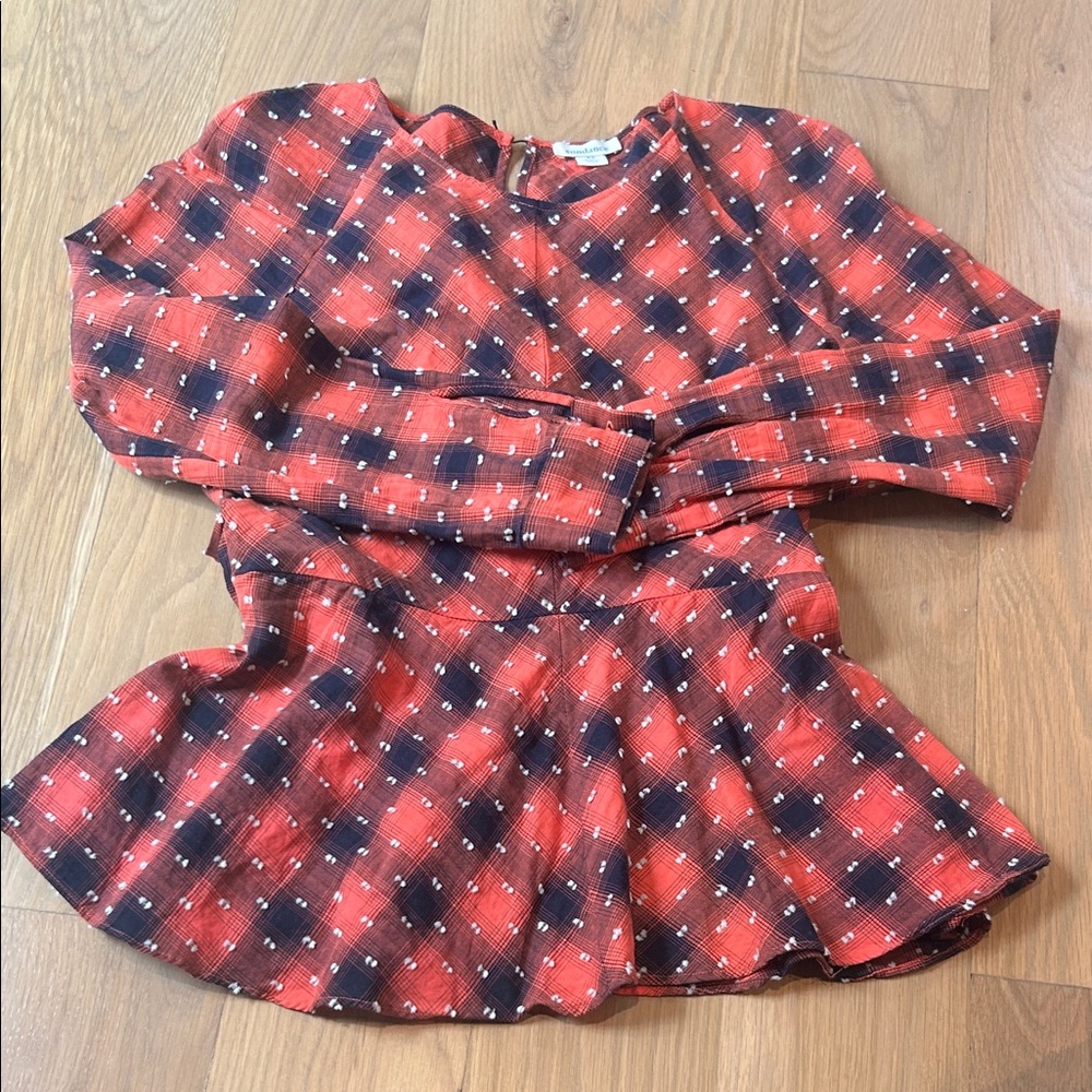 Sundance Red and Black Plaid Top